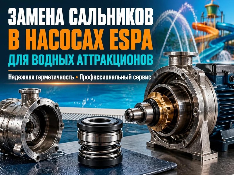 Замена сальников в насосе Espa для водных аттракционов