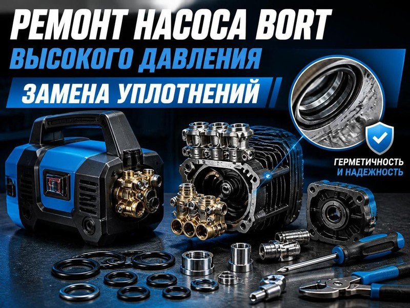 Ремонт насоса BORT высокого давления: замена уплотнений
