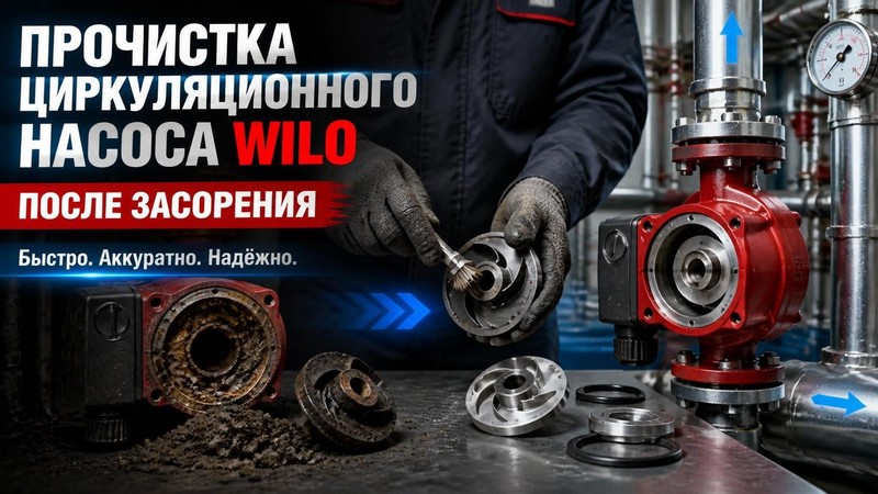 Прочистка циркуляционного насоса WILO после засорения