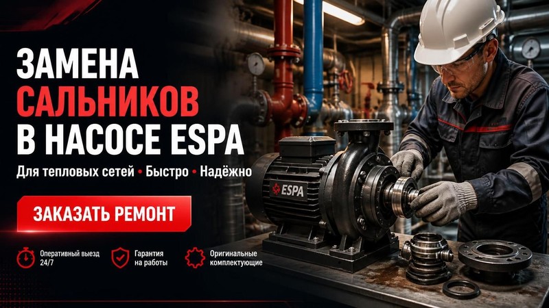 Замена сальников в насосе Espa для тепловых сетей