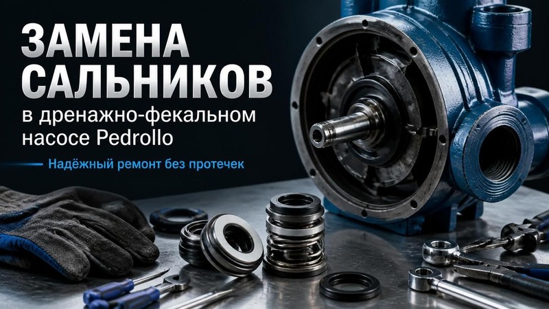 Замена сальников в дренажно-фекальном насосе Pedrollo