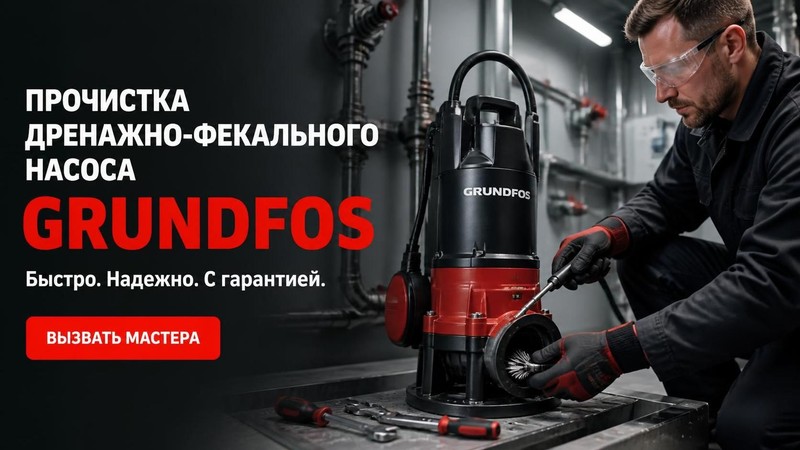 Прочистка дренажно-фекального насоса Grundfos