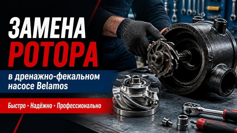 Замена ротора в дренажно-фекальном насосе Belamos