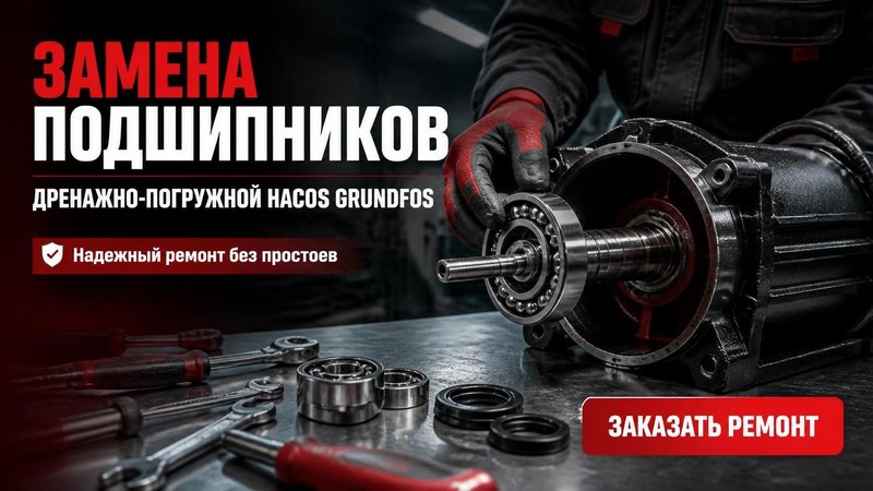 Замена подшипников в дренажно-погружном насосе Grundfos