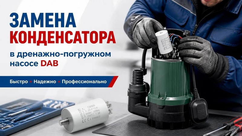 Замена конденсатора в дренажно-погружном насосе DAB