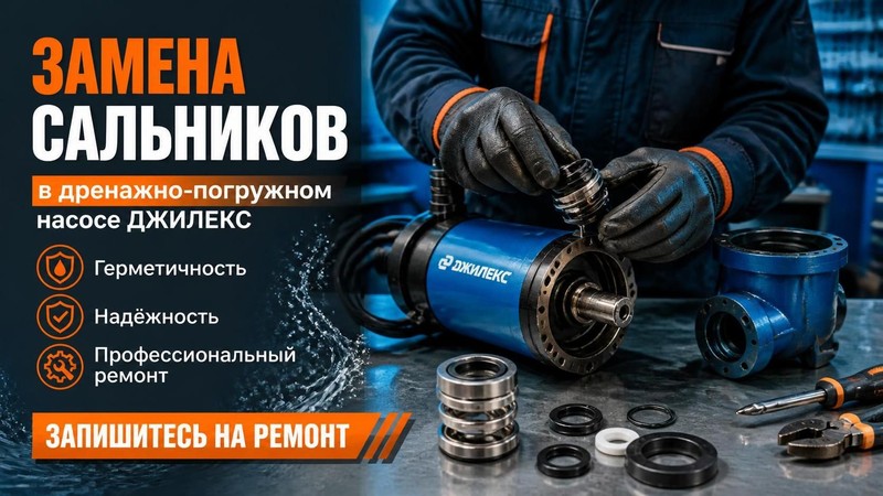 Замена сальников в дренажно-погружном насосе Джилекс