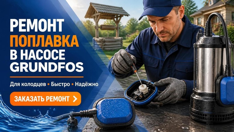 Ремонт поплавка в насосе Grundfos для колодцев