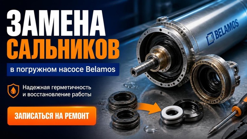 Замена сальников в погружном насосе Belamos