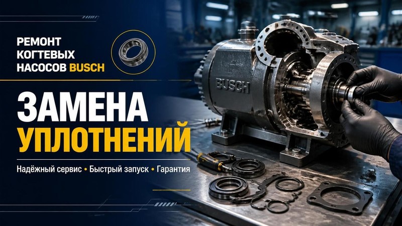 Ремонт когтевого насоса Busch: замена уплотнений