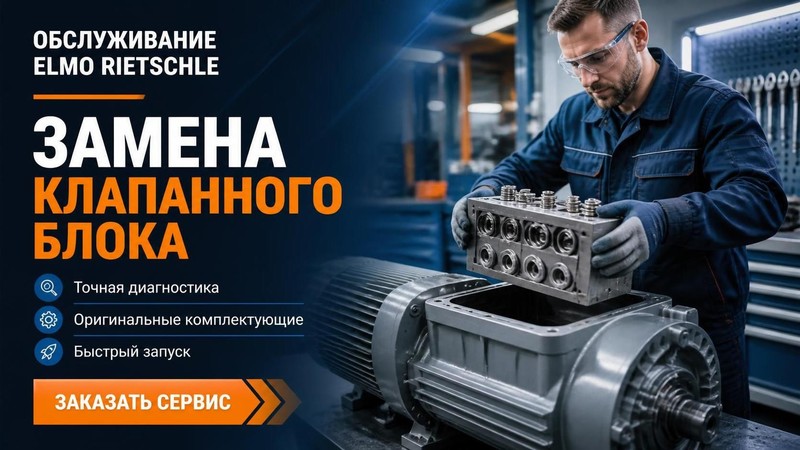 Обслуживание Elmo Rietschle: замена клапанного блока