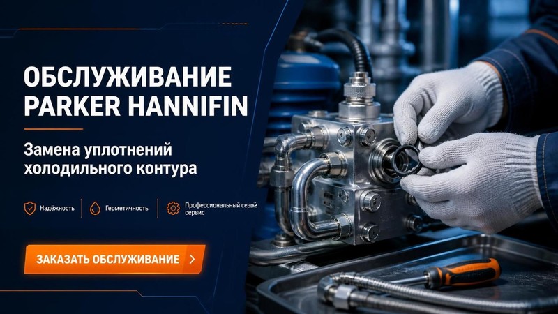 Обслуживание Parker Hannifin: замена уплотнений холодильного контура
