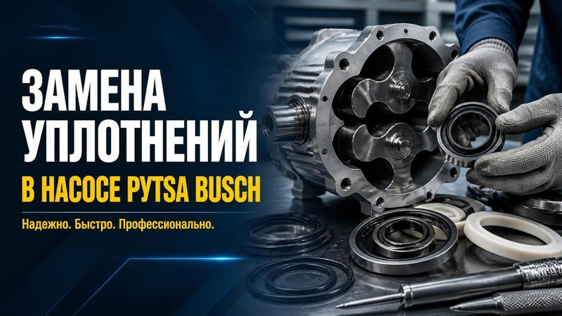 Замена уплотнений в насосе Рутса Busch