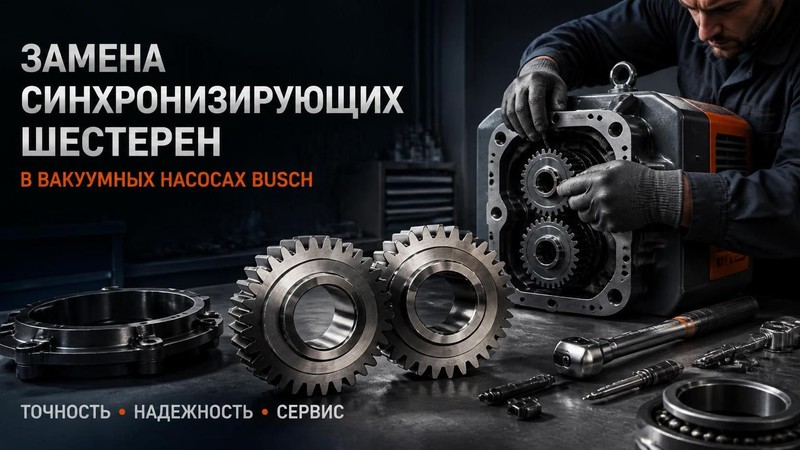 Замена синхронизирующих шестерен в вакуумном насосе Busch