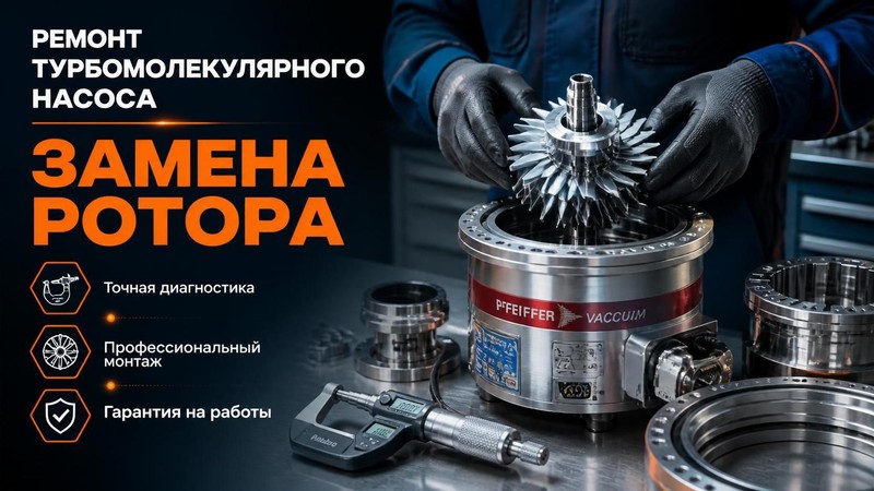 Ремонт турбомолекулярного насоса Pfeiffer Vacuum: замена ротора