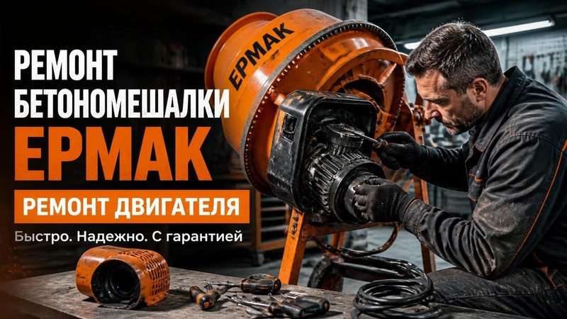 Ремонт бетономешалки ЕРМАК: ремонт двигателя