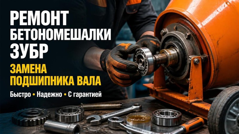 Ремонт бетономешалки ЗУБР: замена подшипника вала