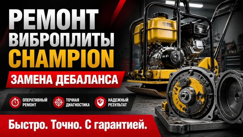 Ремонт виброплиты CHAMPION: замена дебаланса