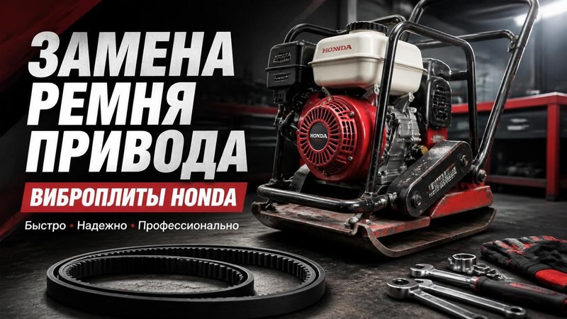 Замена ремня привода виброплиты Honda