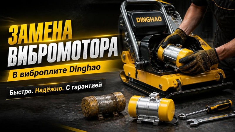 Замена вибромотора в виброплите Dinghao