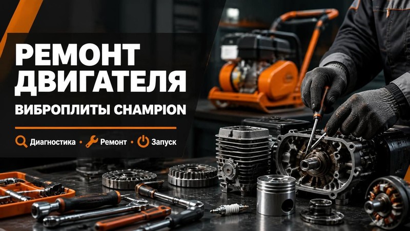 Ремонт двигателя виброплиты CHAMPION