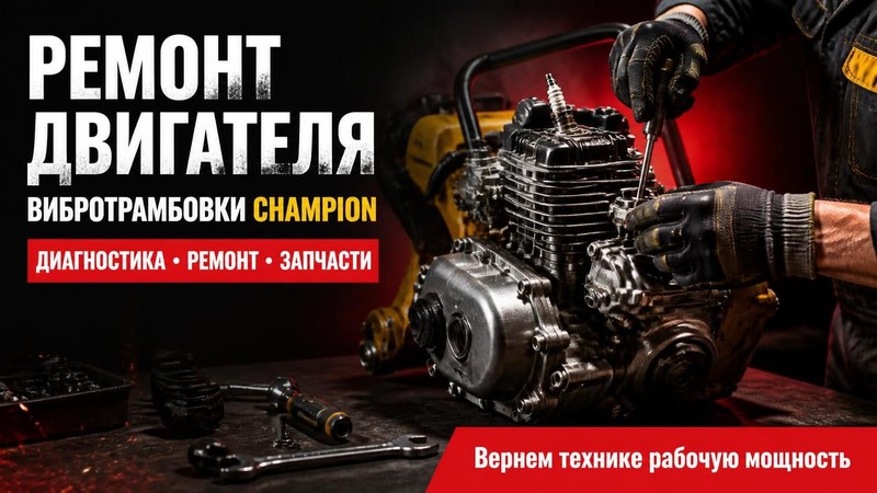 Ремонт двигателя вибротрамбовки CHAMPION