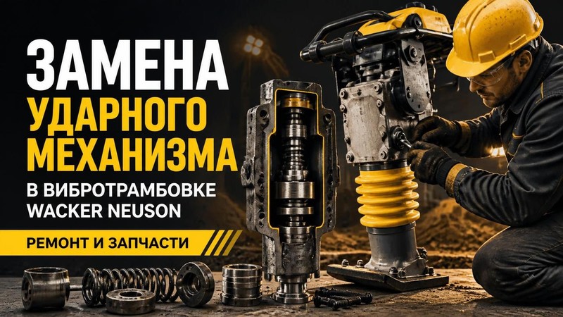 Замена ударного механизма в вибротрамбовке Wacker Neuson