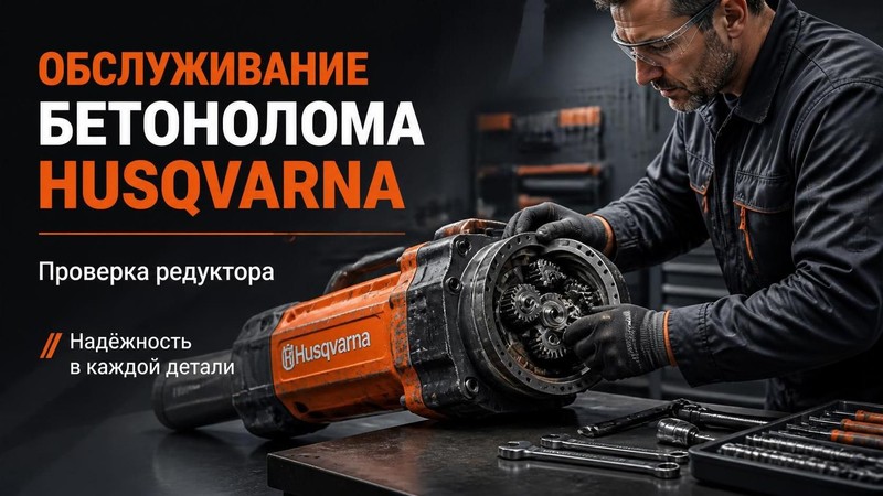 Обслуживание бетонолома Husqvarna: проверка редуктора