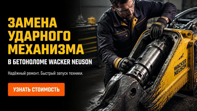 Замена ударного механизма в бетоноломе Wacker Neuson
