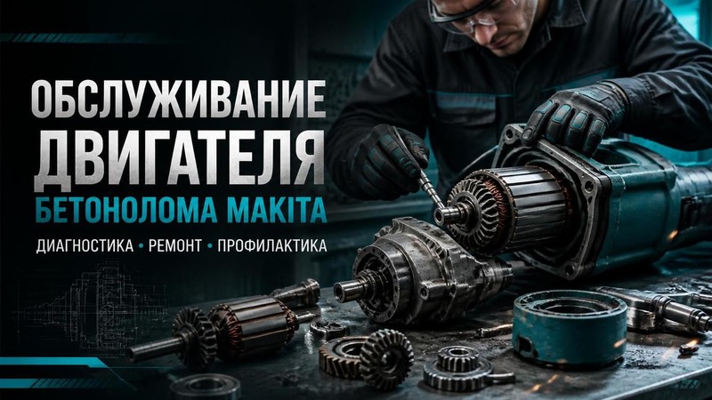 Обслуживание двигателя бетонолома Makita