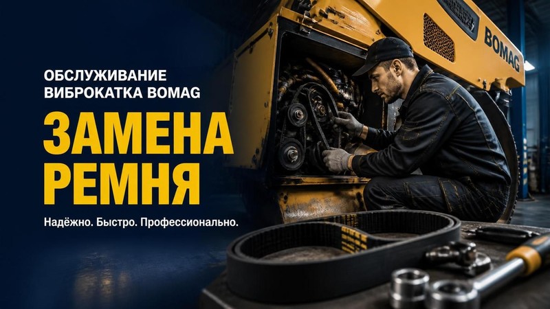 Обслуживание виброкатка Bomag: замена ремня