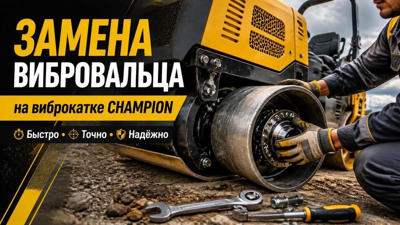 Замена вибровальца на виброкатке CHAMPION