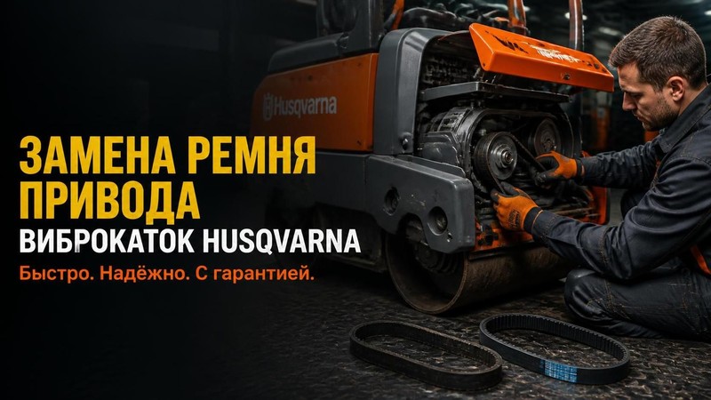 Замена ремня привода виброкатка Husqvarna