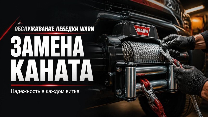 Обслуживание лебедки WARN: замена каната