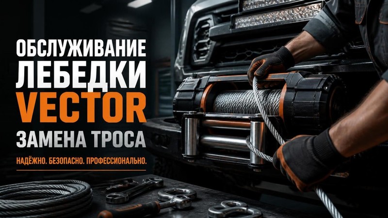Обслуживание лебедки Вектор: замена троса