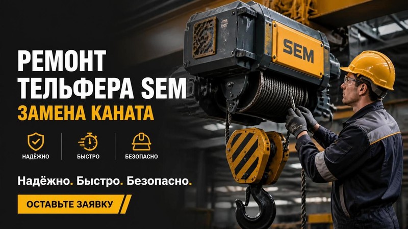 Ремонт тельфера SEM: замена каната