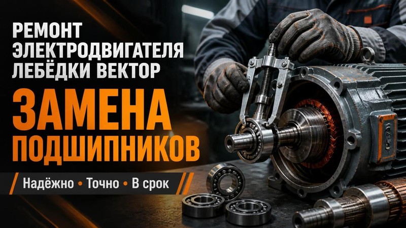 Ремонт электродвигателя лебедки Вектор: замена подшипников