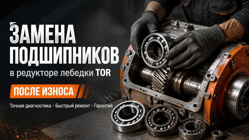 Замена подшипников в редукторе лебедки TOR после износа
