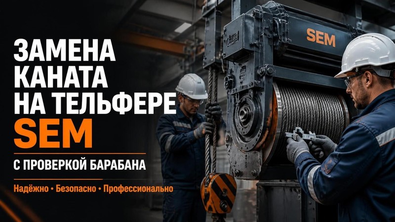 Замена каната на тельфере SEM с проверкой барабана
