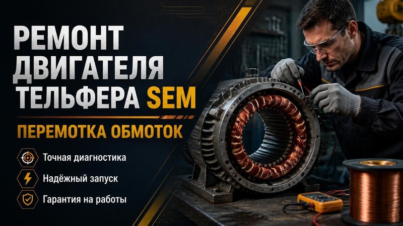 Ремонт двигателя тельфера SEM: перемотка обмоток