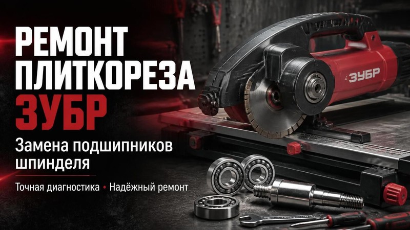 Ремонт плиткореза ЗУБР: замена подшипников шпинделя