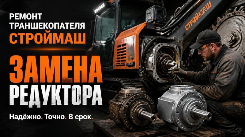 Ремонт траншеекопателя Строймаш: замена редуктора