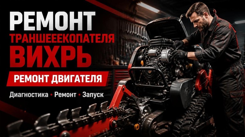 Ремонт траншеекопателя ВИХРЬ: ремонт двигателя