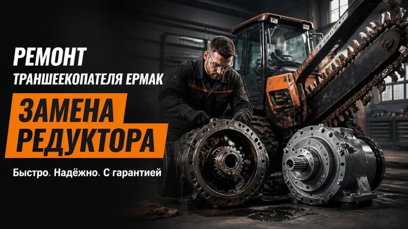 Ремонт траншеекопателя ЕРМАК: замена редуктора