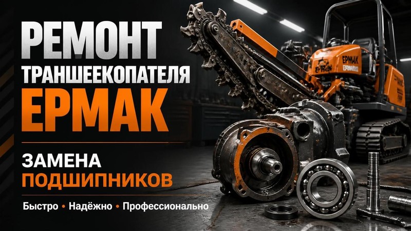 Ремонт траншеекопателя ЕРМАК: замена подшипников