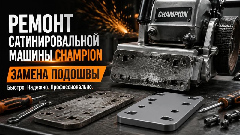 Ремонт сатинировальной машины CHAMPION: замена подошвы