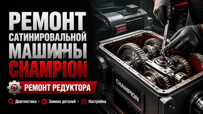 Ремонт сатинировальной машины CHAMPION: ремонт редуктора