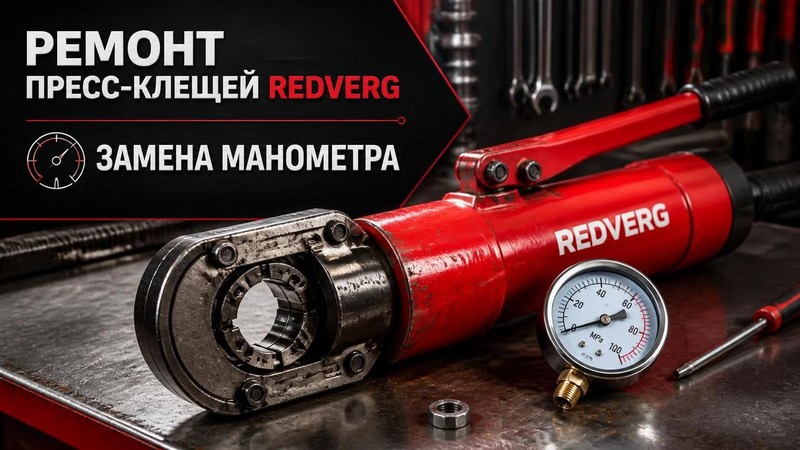 Ремонт пресс-клещей RedVerg: замена манометра