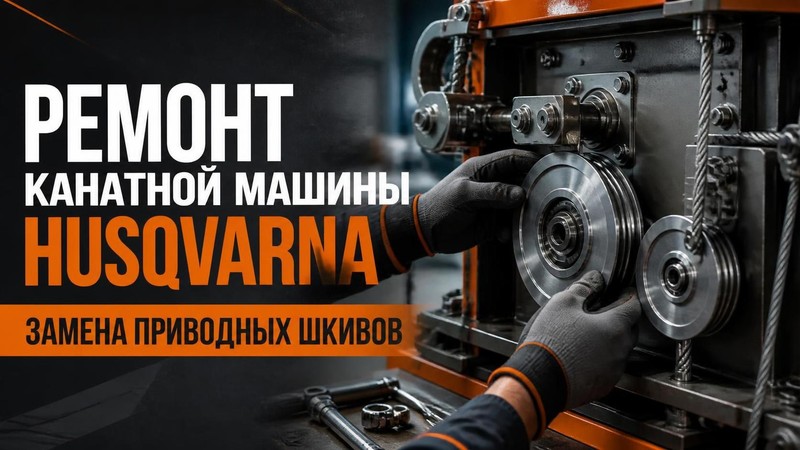 Ремонт канатной машины Husqvarna: замена приводных шкивов