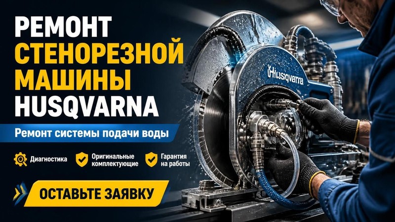 Ремонт стенорезной машины Husqvarna: ремонт системы подачи воды
