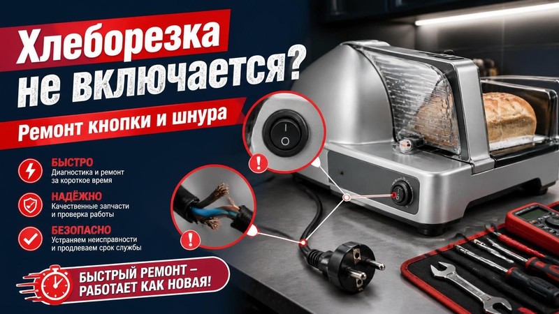 Хлеборезка не включается: ремонт кнопки и шнура